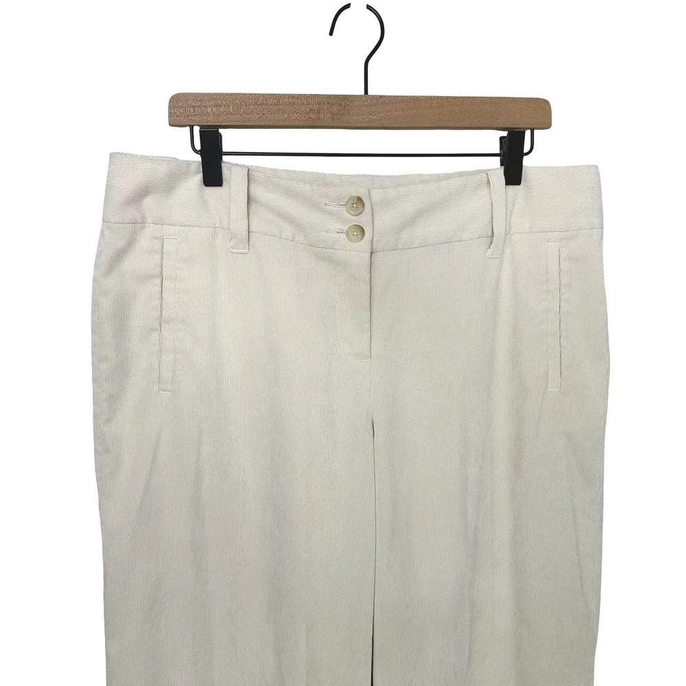 Michael Kors Cream Corduroy Wide Leg Trousers Off White‎ Pants Size 14